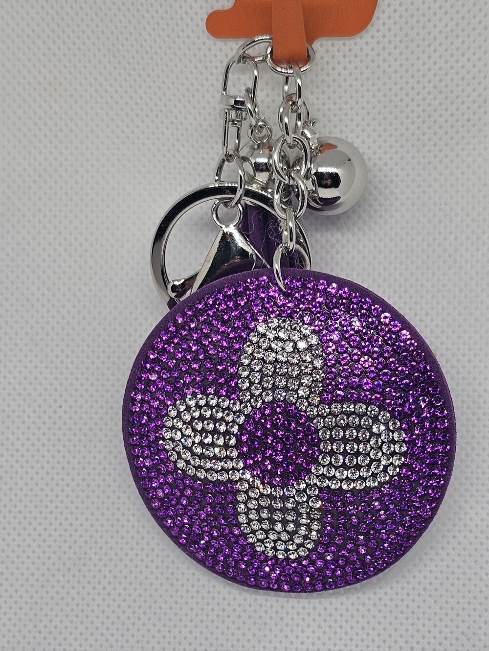 Purple Rhinestone Monogram Bag/Key Charm